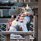 関蝉丸神社拝殿の狛犬写真