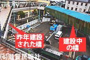 長浜駅前の2本の空中歩廊写真