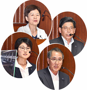 6月議会で質問に立つ日本共産党滋賀県議団写真